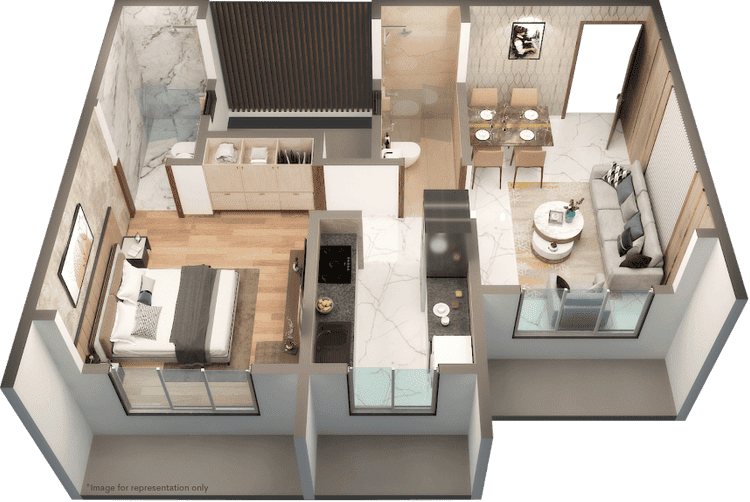 1 BHK Isometric Views